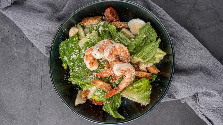 Caesar salad with shrimp