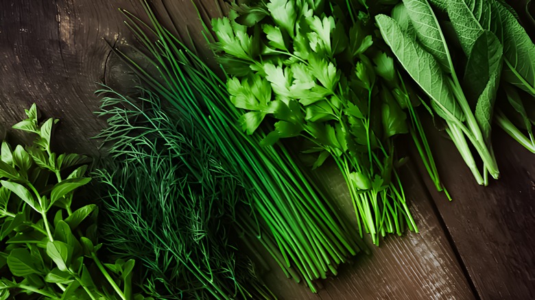 variety of fresh herbs