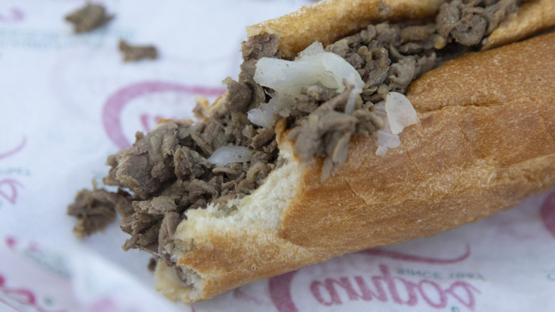 Cheesesteak with bites taken out