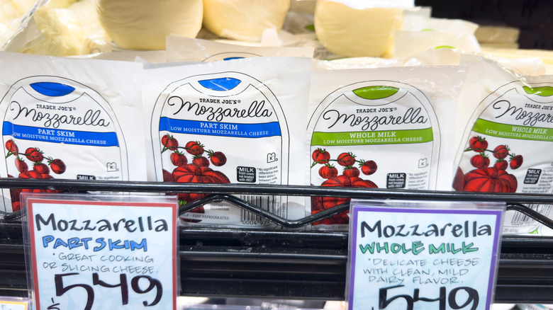 part-skim and whole-milk mozzarella