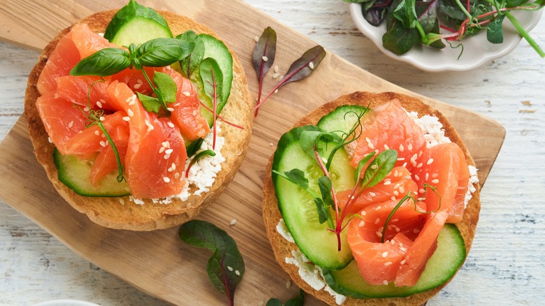 Smoked salmon open sandwich