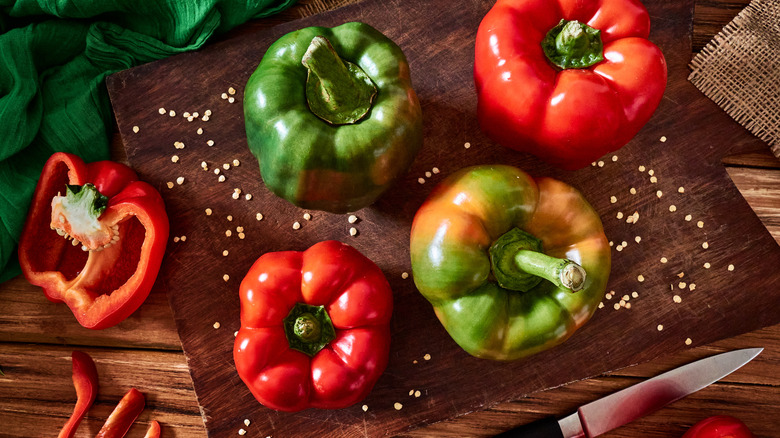 bell peppers on cutting board