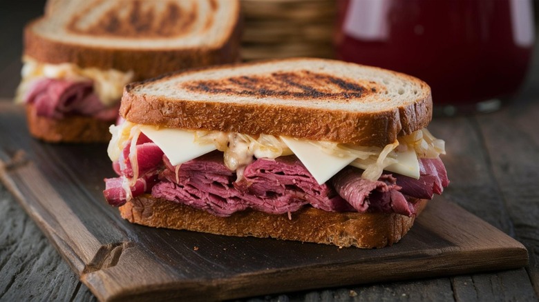 Two Reuben sandwiches