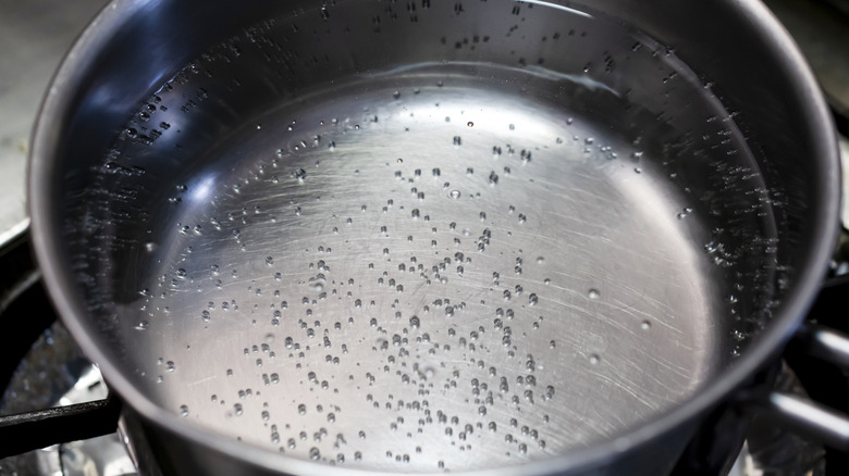 Hot water in pot