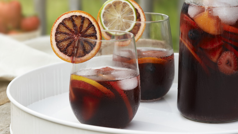 pitcher and glasses of sangria