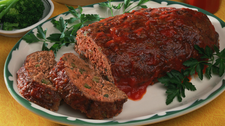 meatloaf on white platter