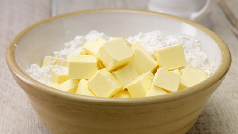 flour and butter in bowl