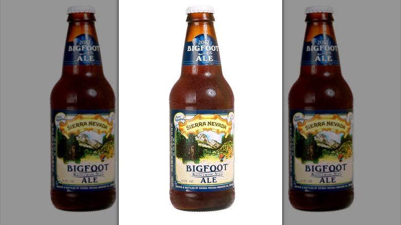 A bottle of Sierra Nevada Bigfoot Ale on a white background