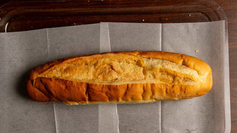 Whole semolina loaf on tray