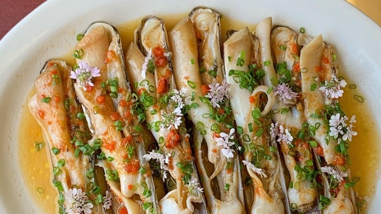 Plate of razor clams