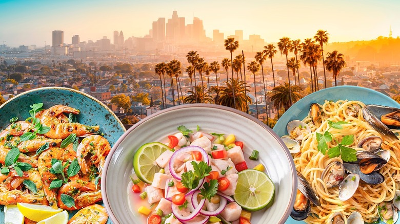 Seafood with LA in background