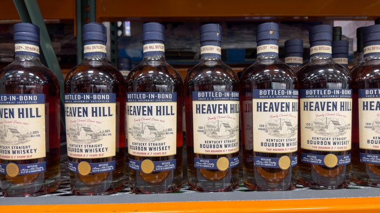 Shelf of Heaven Hill Bottled-in-Bond bottles