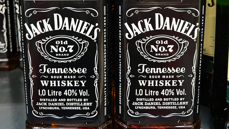 Close-up of Jack Daniel's Old No. 7 bottle labels