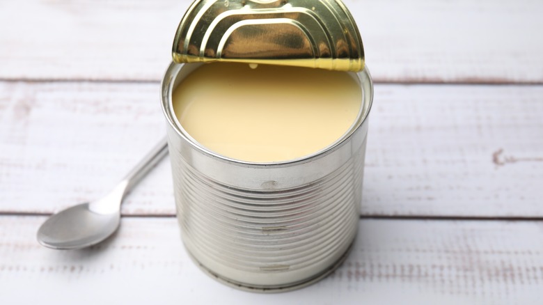 Opened can of condensed milk