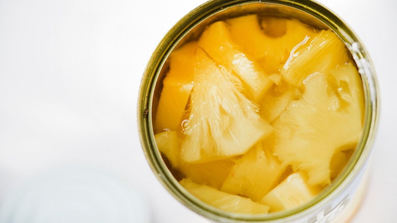 Top view of canned pineapple