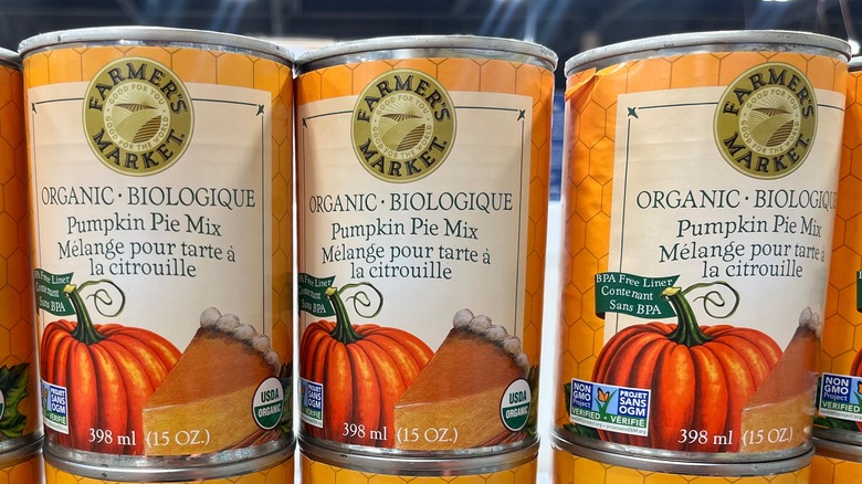 Cans of pumpkin pie mix