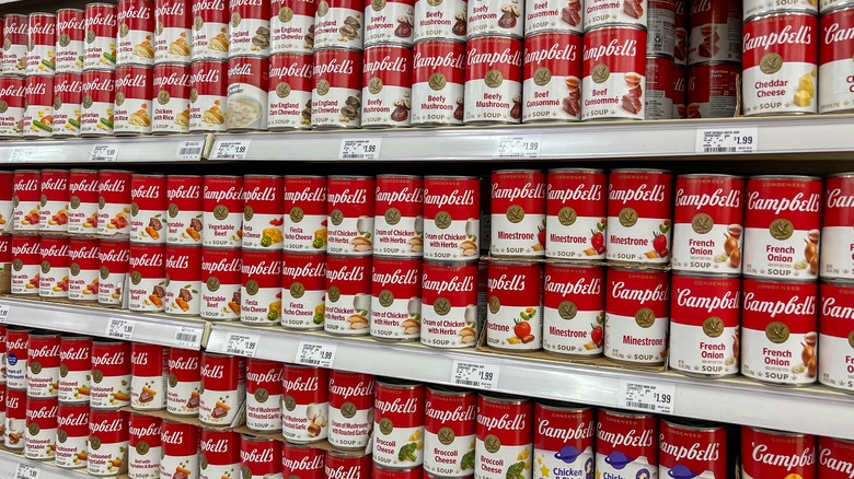 shelves full of Campbell's soup