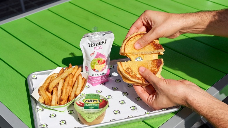 Grilled cheese with fries and juice