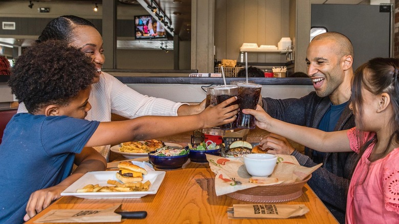 Family dining out at Chili's restaurant