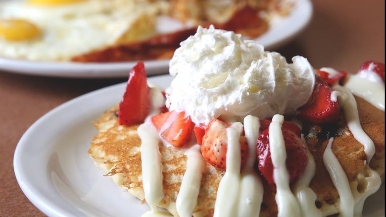 Close up of Denny's pancakes