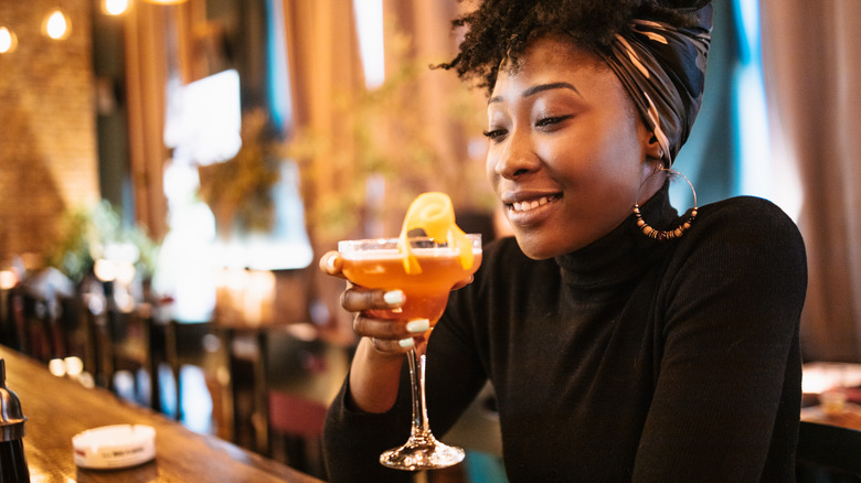 Woman enjoying cocktail