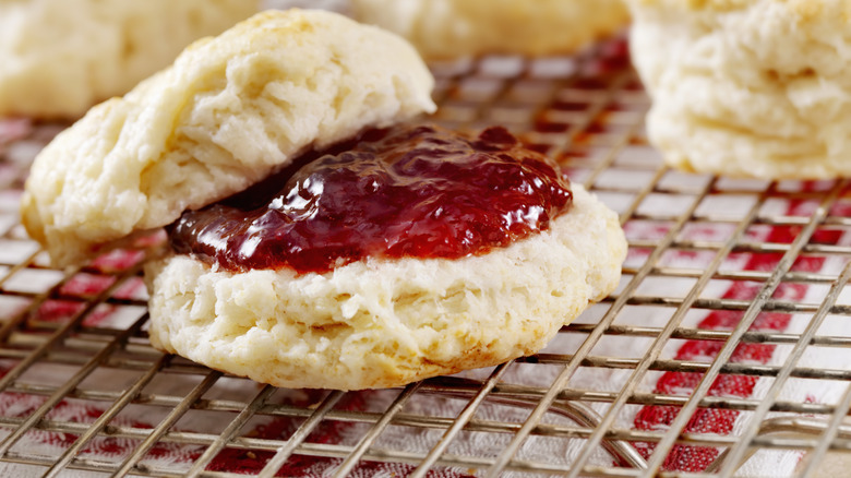 Biscuit with strawberry jam