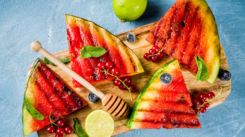 Grilled watermelon with honey lime