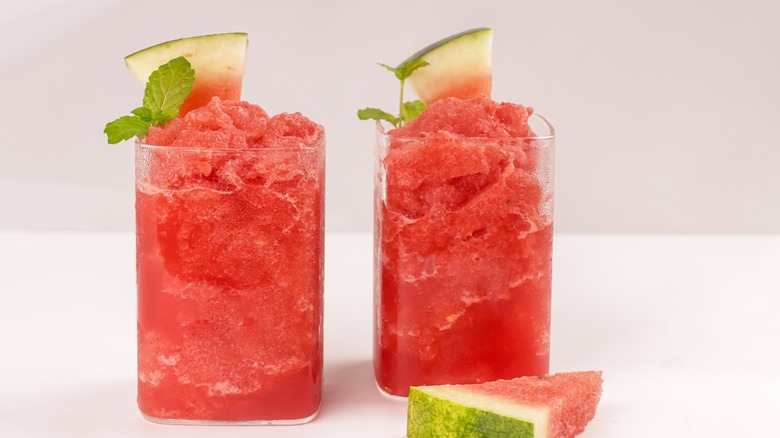 Watermelon slushies with garnish