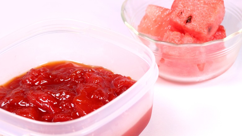 Watermelon jam with cubed watermelon