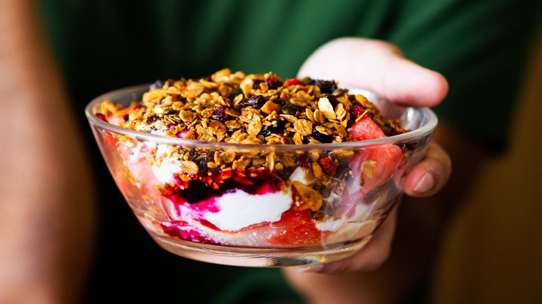 Watermelon bowl with granola