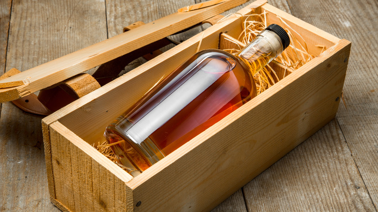 Whiskey bottle in a box