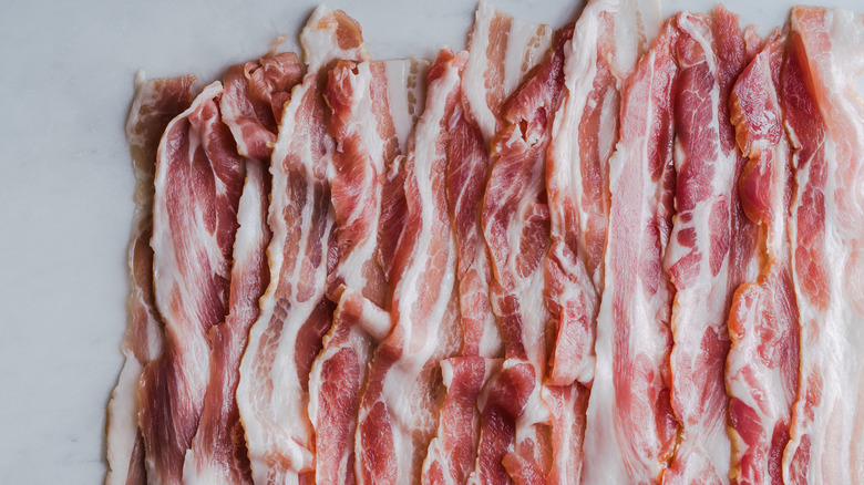 strips of dry cured pork belly