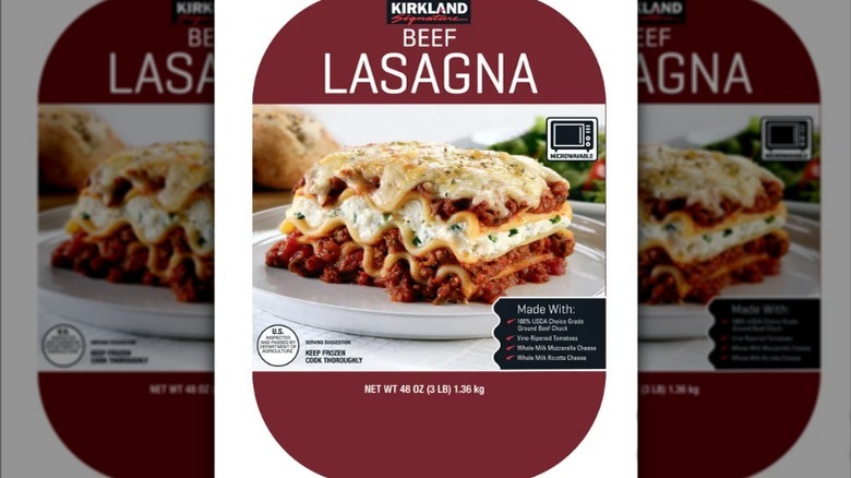 Kirkland Beef Lasagna package