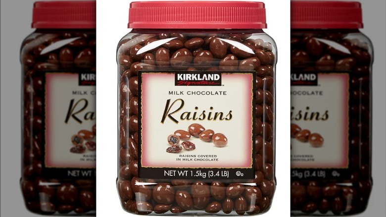 Kirkland milk chocolate raisins container