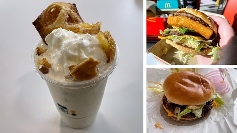 An apple pie shake, surf 'n turf, and McDouble with Big Mac sauce