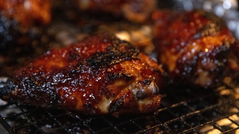 Chicken thighs on wire rack