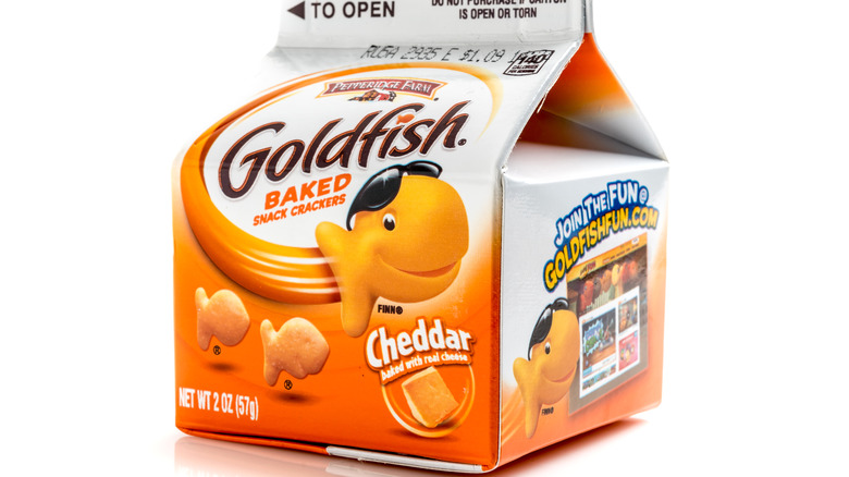 Carton of goldfish crackers