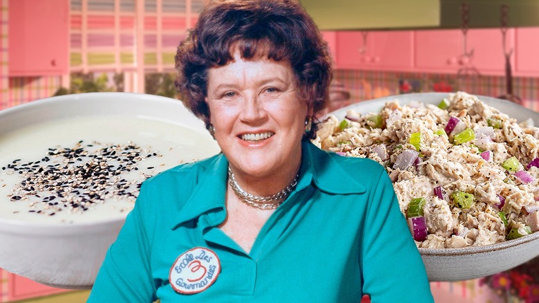 Julia Child with prepared meals