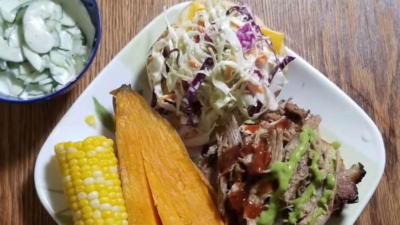 Pulled pork and coleslaw sandwich