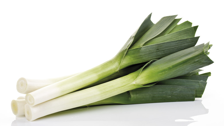 fresh green and white leeks