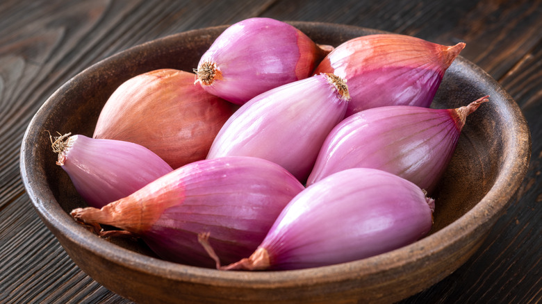 fresh shallots in a bowl