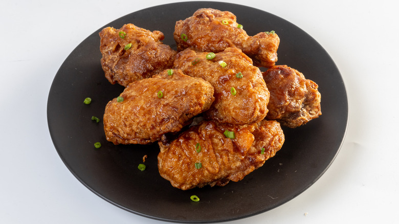 Bonchon fried chicken on a plate