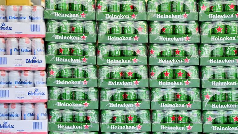 Stacked cases of beer