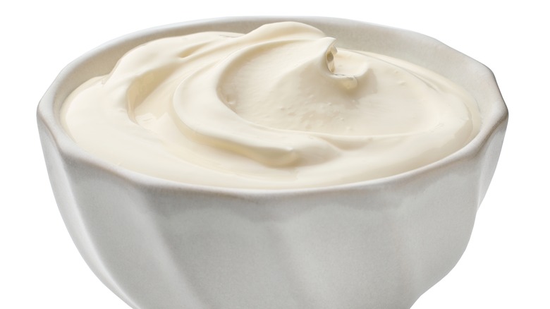 Sour cream in a bowl