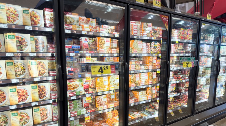 Frozen food aisle in store