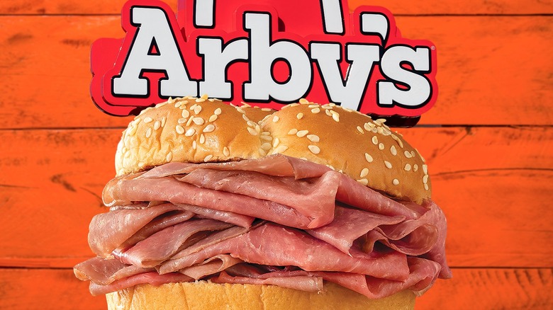 A close up of Arby's roast beef sandwiches with sesame seed buns