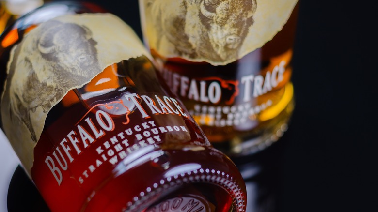 Buffalo Trace bottles on a black background