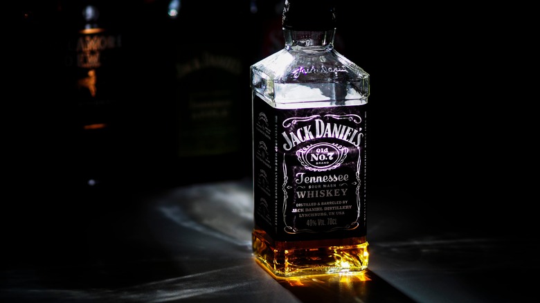 Bottle of Jack Daniels on a black counter