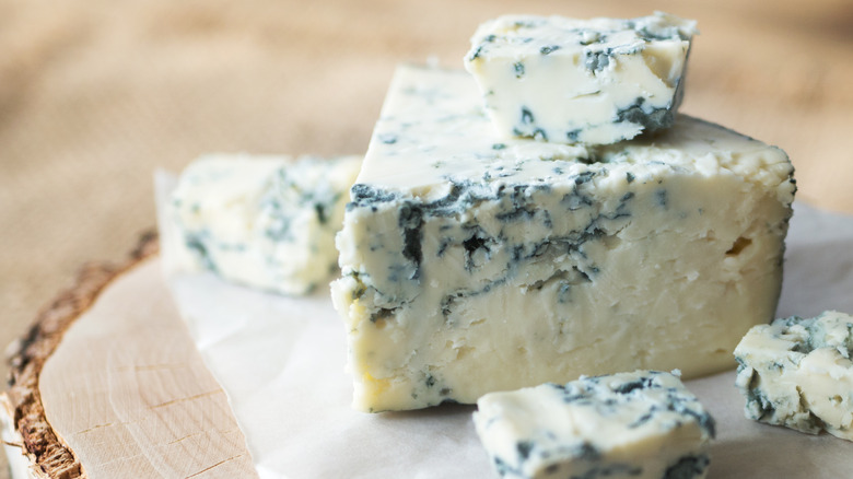 Wedge of crumbled blue cheese