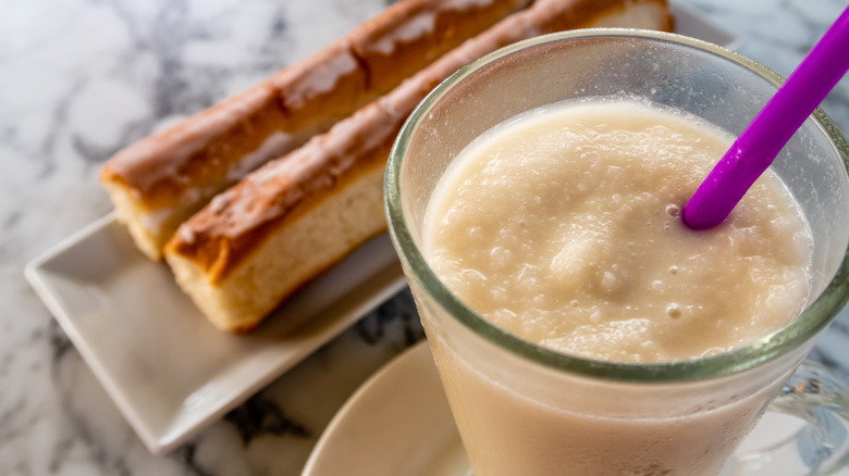 Frozen horchata with straw